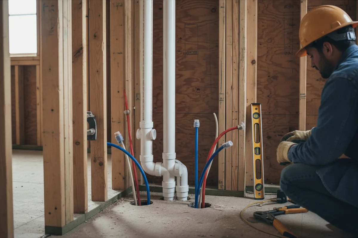 Drain and supply rough-in during Drain Cleaning in Peterborough