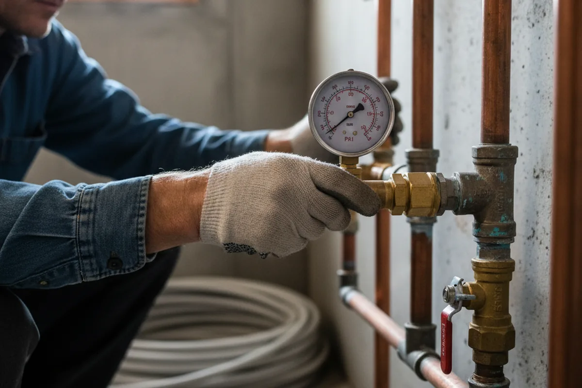 Pressure testing a repaired line during Water Line Repair in Peterborough