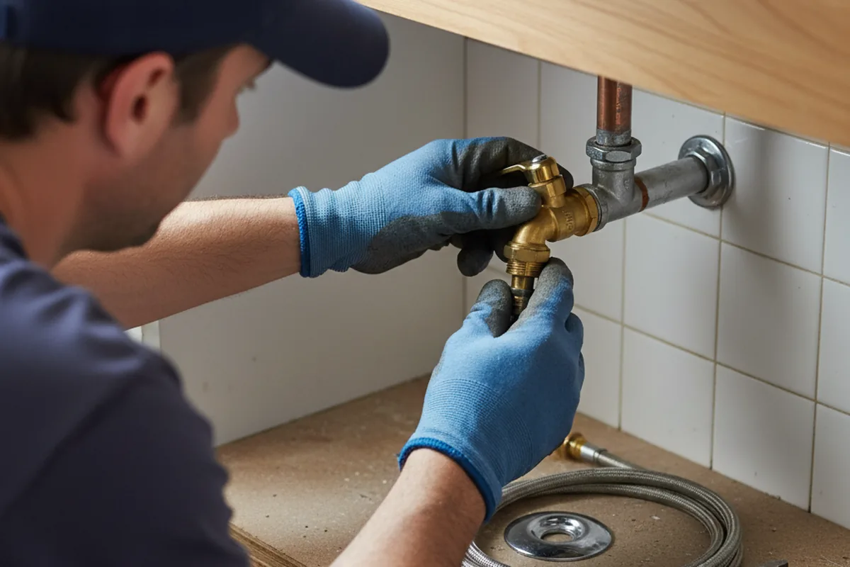 Shutoff valve and fitting work during Burst Pipe Repair in Peterborough